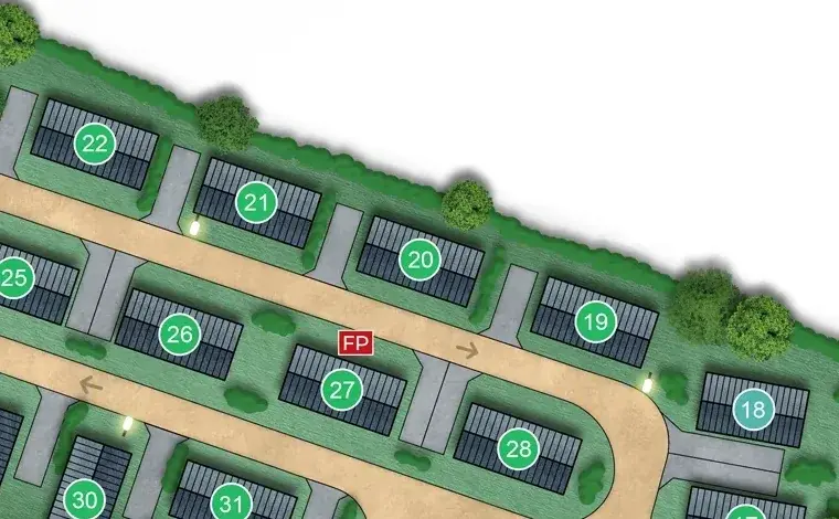 Detail of the park's site plan with plot 20 ringed.