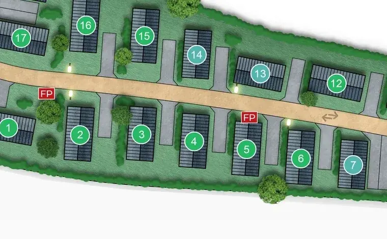 Detail of the park's site plan with plot 4 ringed.