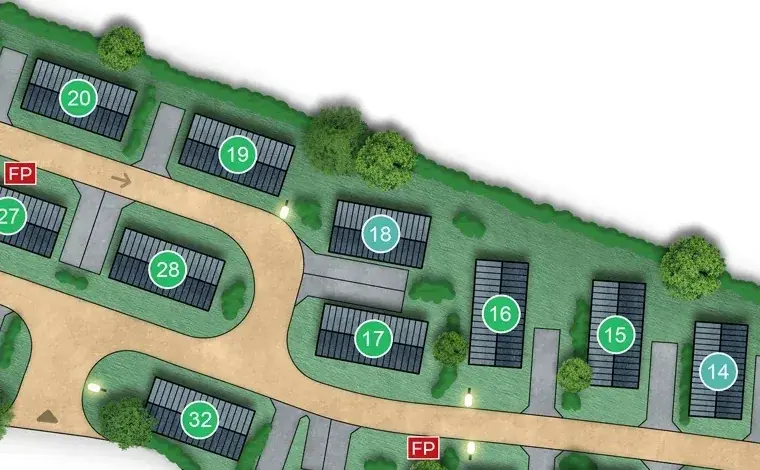 Detail of the park's site plan with plot 18 ringed.